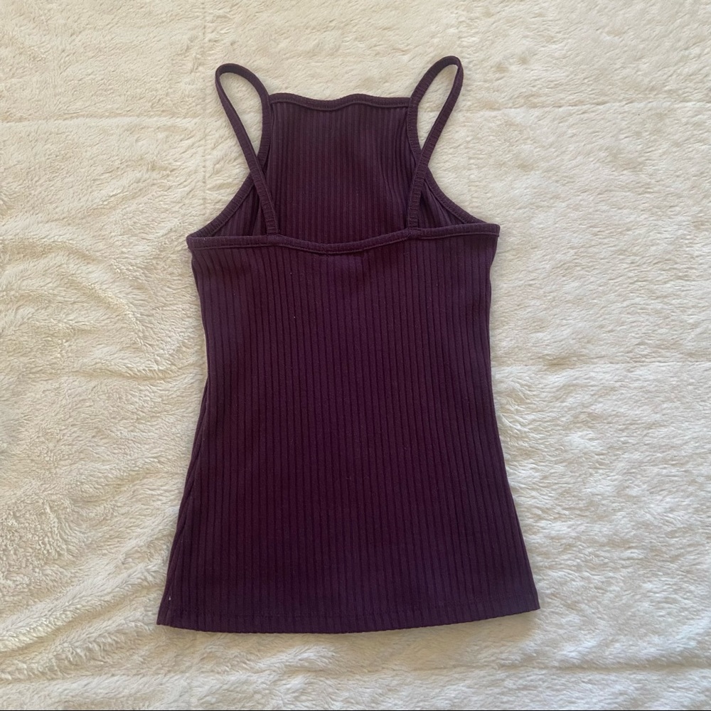 Purple Ribbed High Neck Tank Top - Picture 4 of 4